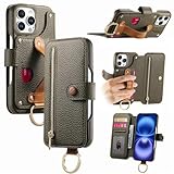 iPhone 11用ジェネリックケース(カラー:ミッドナイトグリーン) ジッパーRFIDウォレットリストバンドレザーフリップバックケース