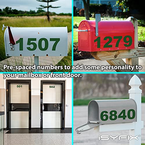 image for iSYFIX Green Vinyl Numbers Stickers – 6 Inch Self Adhesive (2 Sets)-