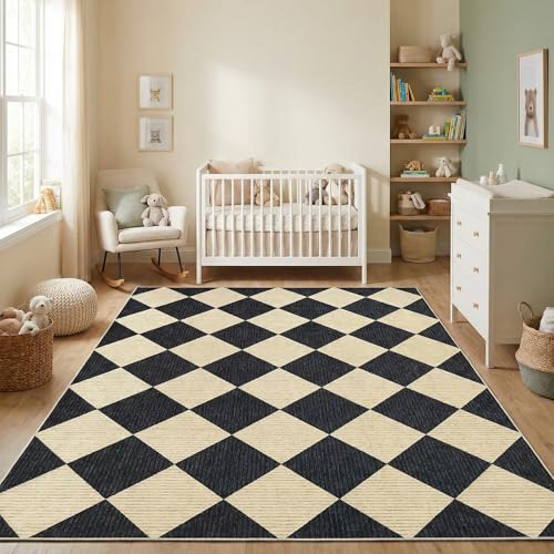 GarveeHome 5x7 Modern Checkered Area Rug, Geometric Farmhouse Washable Rugs