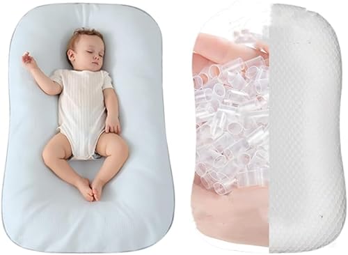 ベビーベッド ベッドインベッド 添い寝ベッド 乳幼児用ベッド ベビーネスト 寝返り防止 携帯型ベビーベッド ミニ コンパクト 軽量 ポータブル 新生児 赤ちゃん 転落防止 綿素材 洗濯可能 お出かけ 出産祝い (ブルー,TPEホース充填)