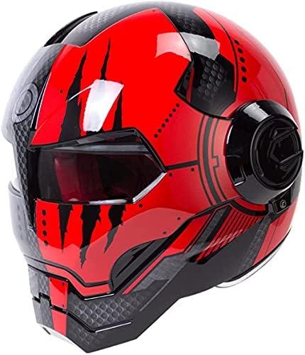 TKTTBD Motorcycle Helmet Motocross Open Flip Full Face Motorcycle Helmet Iron Man Transformers Certified Dot/ECE C,L