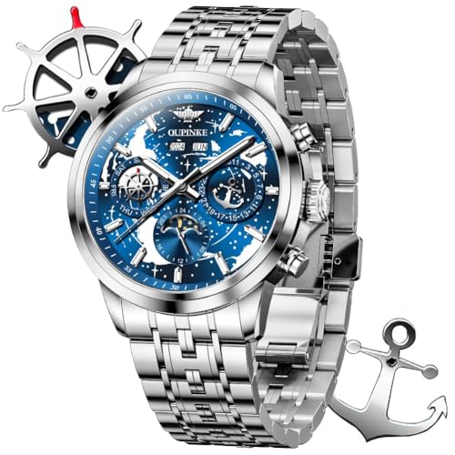 Image of OLEVS Men's Automatic Watch Self Winding Mechanical Luxury Original Wrist Watch Sapphire Crystal Tungsten Steel