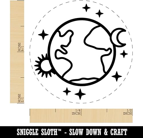 Miniatura 2 de Earth Sun Moon Stars - Sello de goma para sellar planificadores de manualidades, mini 12 pulgada
