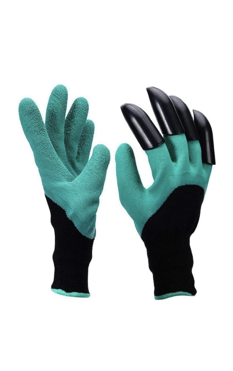 Heavy Duty Garden Claw Gloves with ABS Plastic Fingertips (Right Hand), Waterproof & Washable Protective Gardening Gloves for Digging, Planting, Farming & Outdoor Use (Free Size, Green)-image-27