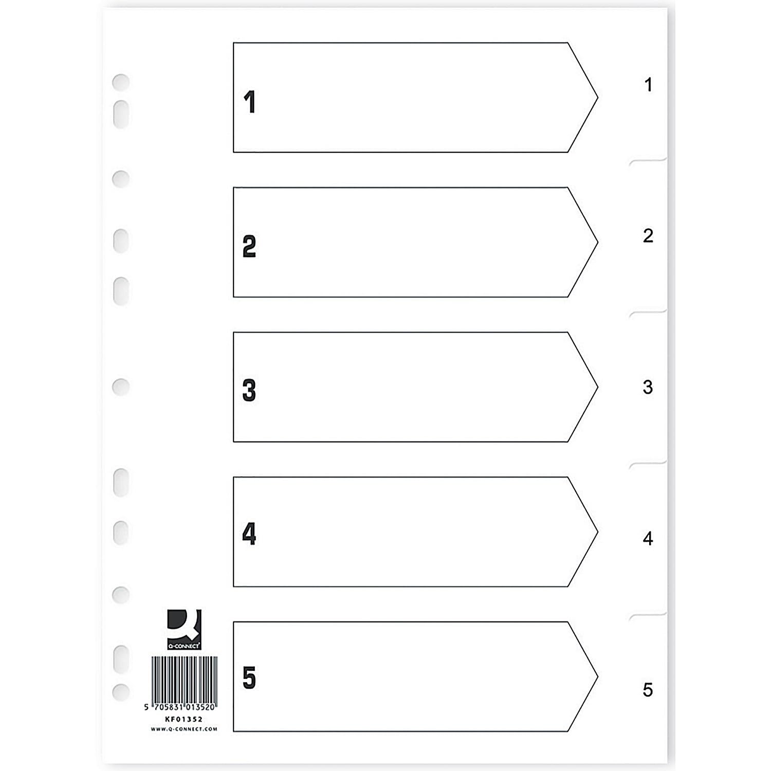 Q-Connect Index 1-5 Polypropylene White (25 Pack)