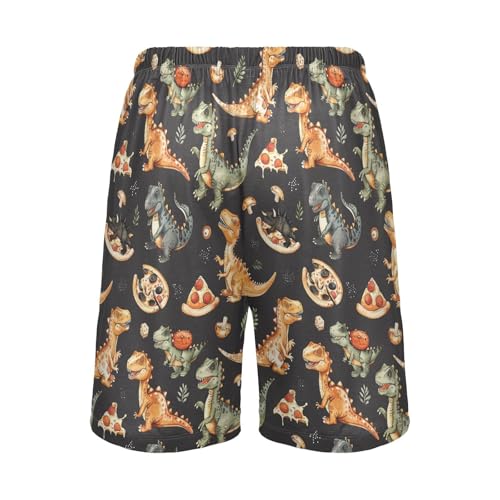 ALAZA Cute Dinosaur and Pizza Men's Pajama Short Sleep Pants Soft Lounge Pajama Bottoms with Pockets3