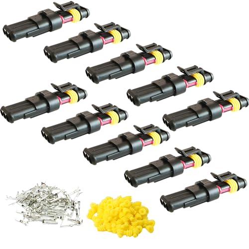 CESFONJER Imperméable à l'eau Connecteur, Électrique Prise Mâle et Femelle, AWG Connecteur étanche électrique pour Moto Scooter Auto Truck Marine Fil Harnais...