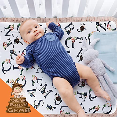 Image of Dear Baby Gear Floral Deluxe Baby Blanket - Reversible, Milestone & Newborn Gifts for Girls and Boys - Floral Alphabet, Blush, Blush Ruffles, 43 x 33 Inches