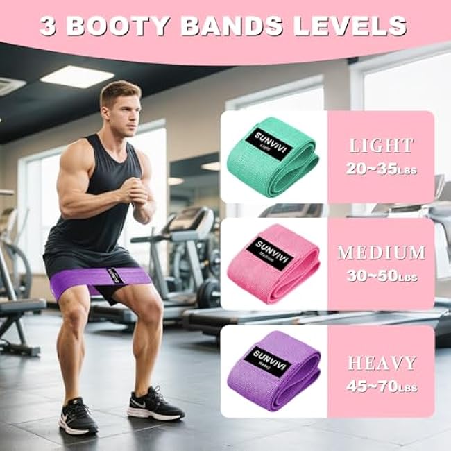 Resistance Bands for Working Out, Fabric Loop Exercise Bands for Legs and Butt, Workout Bands Set for Women and Men, 3 Booty Bands for Yoga, Pilates and Fitness