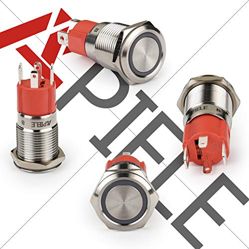 Apiele GQ16AF-10EZ 10 Amp 16Mm Latching Push Button Switch 12V Angel Eye Led Waterproof Round Self-Locking 1No thumb #2