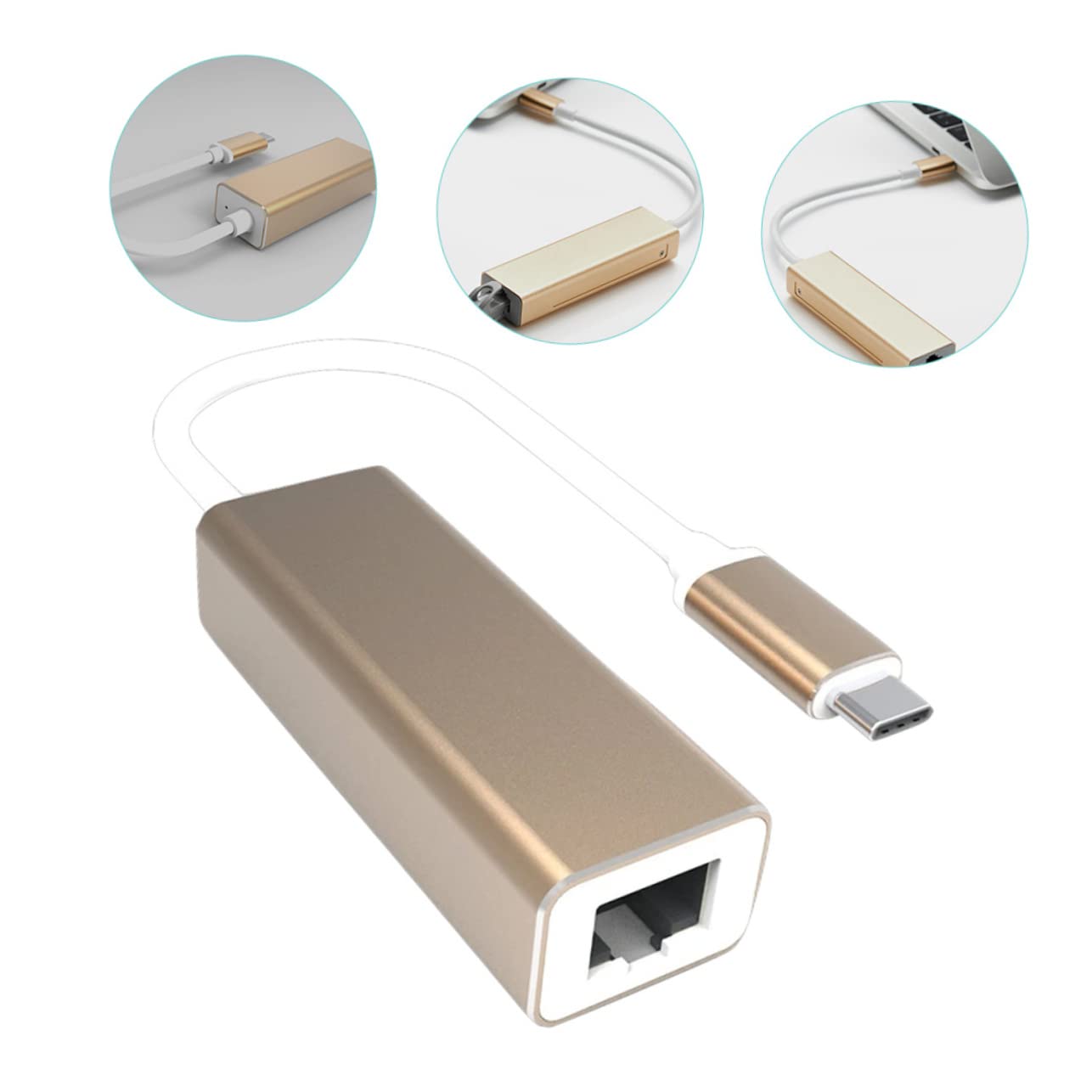 Mikikit Adaptateur Ethernet 3 Pièces Convertisseur Ethernet USB-c Adaptateur pour Accessoire Dordinateur Portable