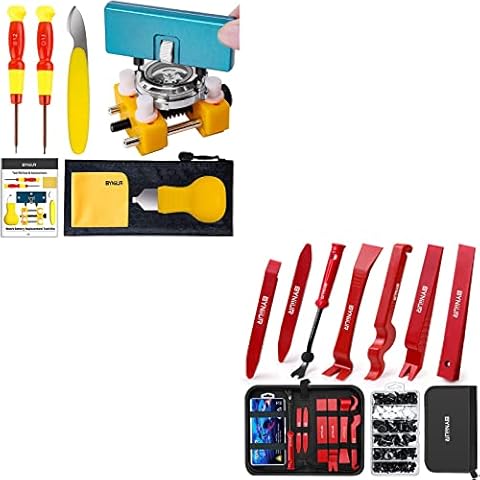 BYNIIUR Bundle of Watch Battery Replacement Tool Kit and Auto Trim Removal Tool Kit Cover