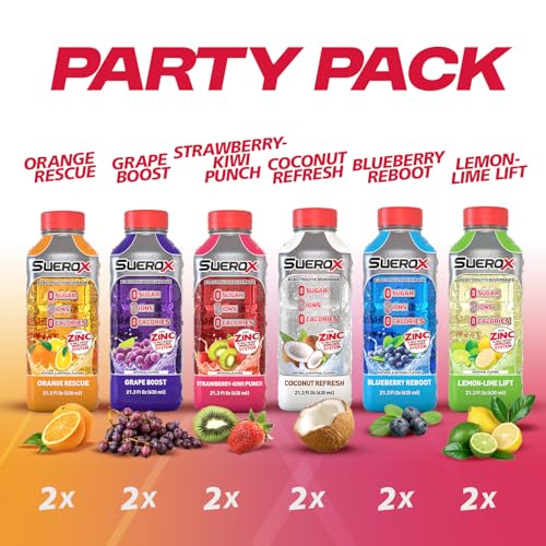 Image of SueroX Sugar Free Electrolyte Drink, Party Pack, 21.3 Fl Oz, 12 Count