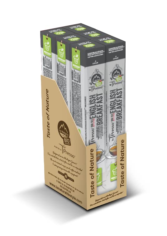 English Breakfast BIO Schwarztee | La Natura Lifestyle by Tpresso® - 60 Teekapseln - kompatibel mit Nespresso Kapselmaschinen - 100% Industriell kompostierbare Kapseln - Umweltfreundlich – Nachhaltig