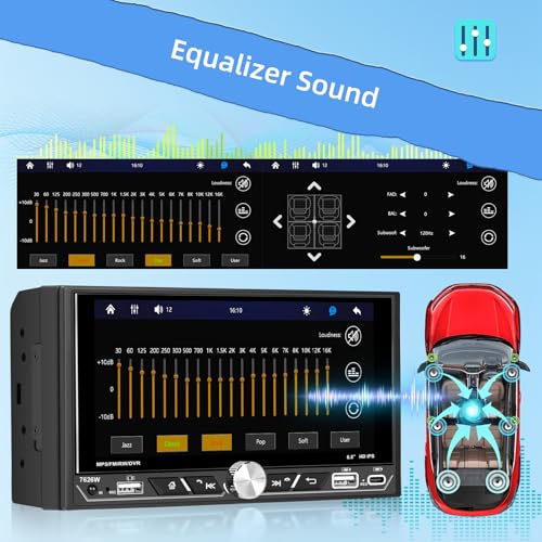 Stereo doble din con pantalla táctil HD 6.8 pulgadas miniatura 4