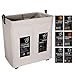 IHOMAGIC 2 Scomparti Cesto Biancheria Pieghevole con Ruote Avere 6 Carta, Grande portabiancheria della Biancheria Ceste per la Lavanderia Secchi Pratico casa Lavanderia, Dormitorio, 105L, Beige