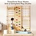 Cofiyard 9-in-1 Swedish Ladder Wall Gym & Climber, 94.5'' Wooden Wall-Mounted Climbing Set with Double-Sided Slide, Swing, Rope, Rings, Monkey Bars, Kids Indoor Playset, Wooden Climbing Jungle Gym
