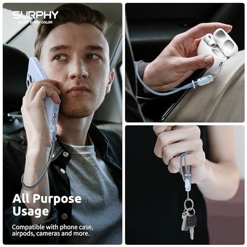 SURPHY Cordão ajustável compatível com câmeras de capa de telefone Airpods e muito mais, azul nuvem