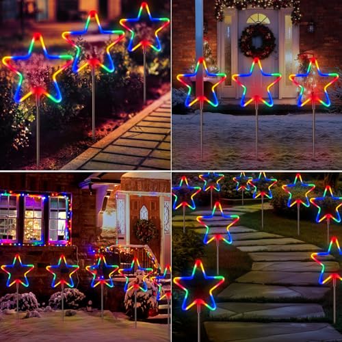 Christmas-Decorations-Outside-Christmas-Pathway-Lights-4Pcs-Big-LED-Neon-Star-Solar-Christmas-Garden-Stake-Lights-with-Remote-8-Modes-Waterproof-for-Xmas-Yard-Garden-Lawn-Pathway-Porch-Outdoor-Decor