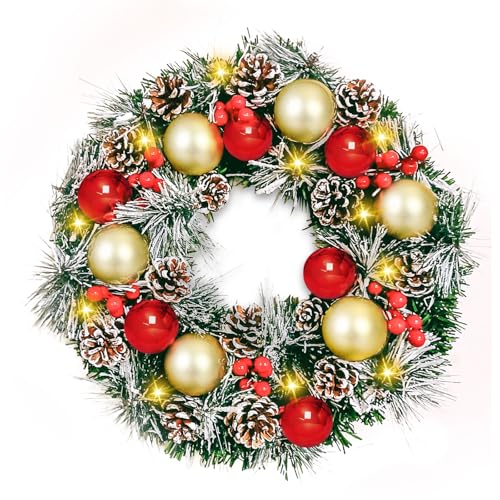Corona de Navidad, Corona Navideña para Puerta, Guirnalda Navideña, Corona navideña Artificial, para Navidad, Acción de Gracias Puerta, Chimenea, Pared, Decoración Ventana (A, 30)