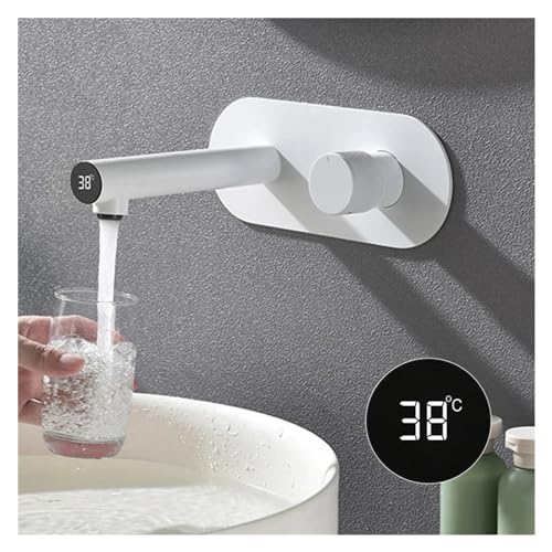 Grifo de pared para lavabo de baño con indicador digital de temperatura 5