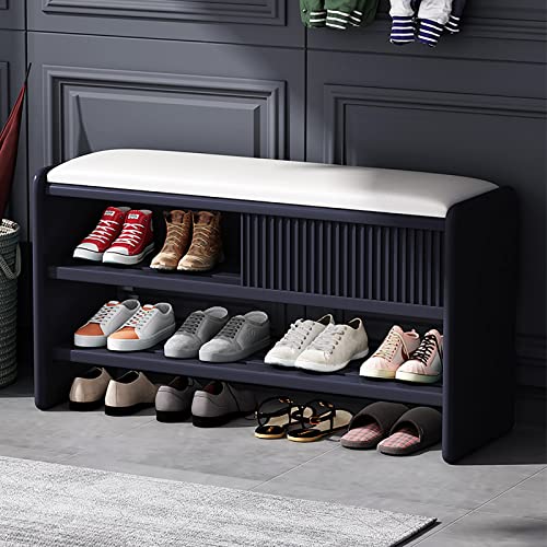 Banc de rangement à chaussures bleu et blanc moderne 100cm - 2