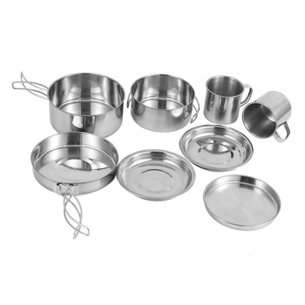 Mikikit Utensilios de Cocina Multifuncionales Olla de Camping Portátil de Acero Inoxidable Equipo de Camping para Picnic y Acampar al Aire