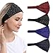 DINPREY Rhinestone Headscarf Ritoper Headbands Wide Bandana Headbands Workout Wide knotted Hair Bands Womens Yoga Twist Head Wraps Solid Diamond Headwraps Twisted Head Bands Makeup Headbands (4 Pcs Rhinestone)