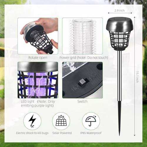 Bug Zapper, Mosquito Killer for Bug Fly Gnat Small Flying Insect, Solar Gnat Zapper Bug Lights for Outside, Mosquito Repellent for Home Yard Garden Patio(4 Pack)