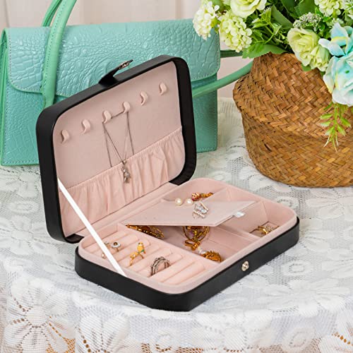 Smileshe Jewelry Box For Women Girls, Pu Leather Small Travel Organizer Case, Portable Display Storage Holder Boxes For Rings Earrings Necklaces Bracelets #TOP1