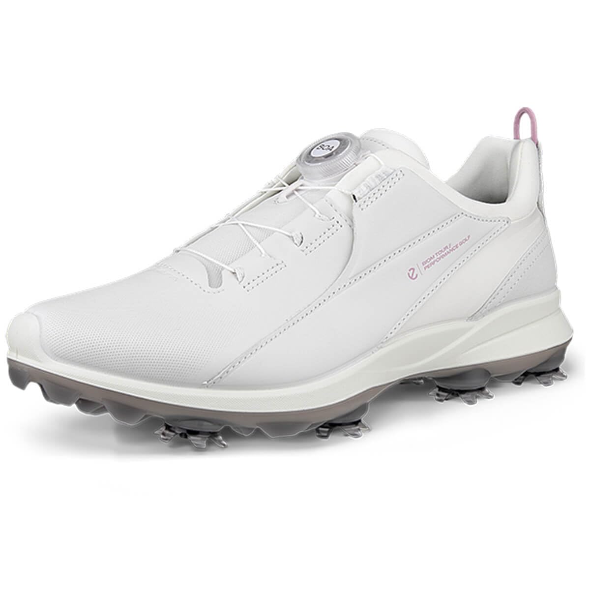 ECCO Women's Biom Tour Boa Waterproof Cleated Golf Shoe Sneaker, White, 7-7. 5