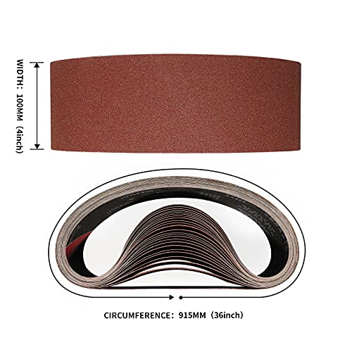 Sruhrak 100X915 mm Abrasive Sanding Belt Set - 5 Pack 40 Grits Sandpaper Belts for Portable Belt Sander - Image 2