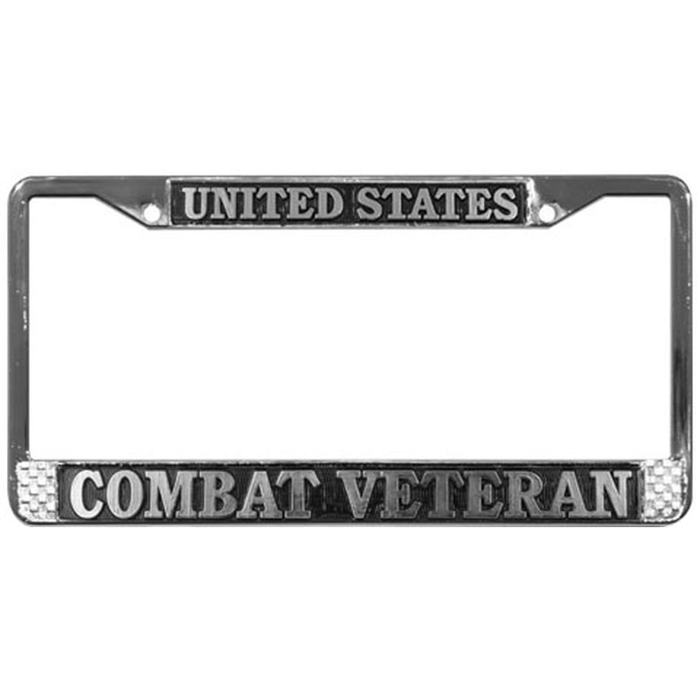 TAG FRAMES (MILITARY) United States Combat Veteran License Plate Frame (Chrome Metal)