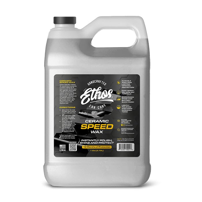 Ethos Ceramic Speed Wax - Hydrophobic Car Coating Spray - Top Coat Polish with Reactive SiO2 Copolymers for Ultimate Paint Protection