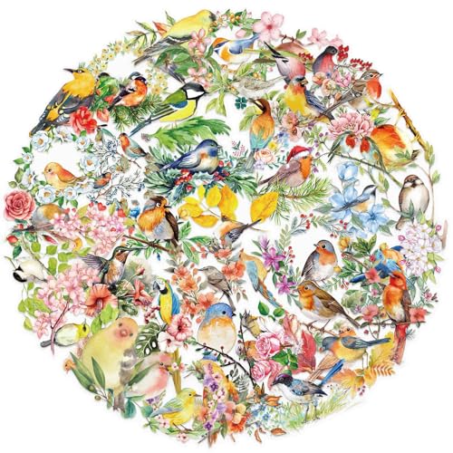 50PCS Flower and Bird Stickers PET Transparent Stickers Nature Watercolor Birds Decals Waterproof...