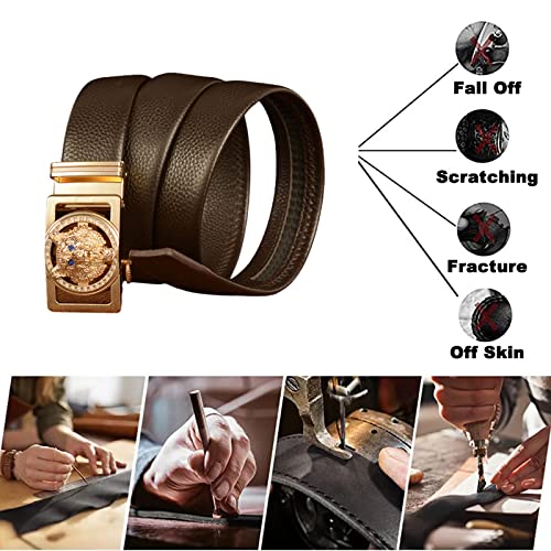 Men's Western Cowboy Belt - Howling Wolf Head Square Ratchet Buckle With Easy Slide Adjustment2