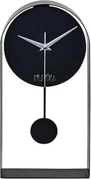 Muyika Table Clock Pendulum Metal Black Color Silent Mechanism Decorative Modern Design 32X16Cm Mms Myk3000-1