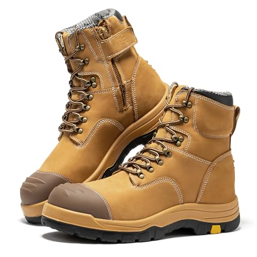ROCKROOSTER Roslyn Composite Toe Side Zip Work Boots for Men, 7