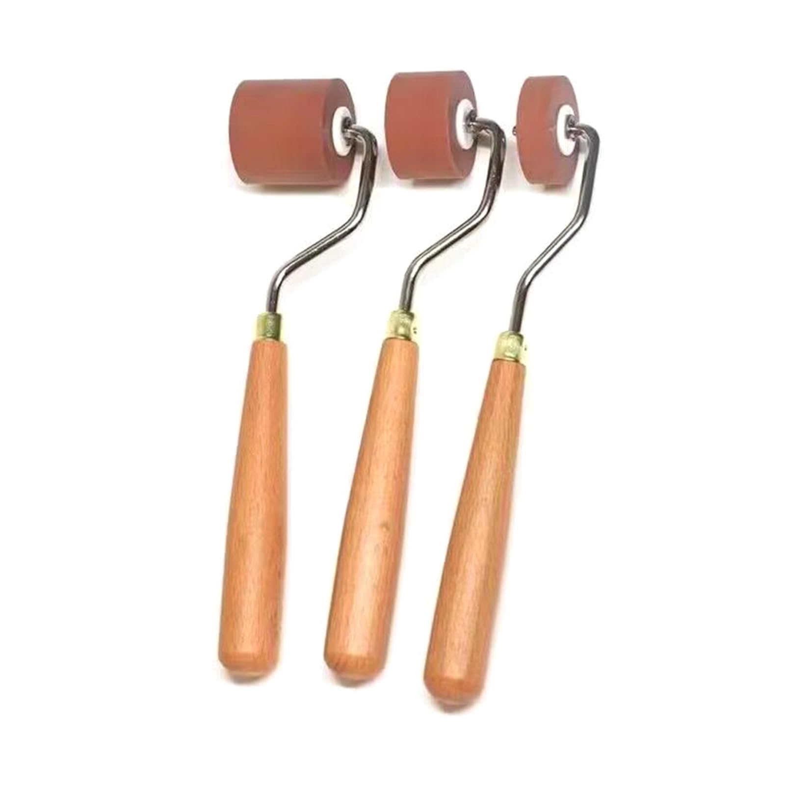 HZBB 1 / 3Pcs Rubber Brayer Rollers for Crafting, Wood Handle Rubber Rollers for Printmaking, Wallpaper Roller Painting Tool Brayer