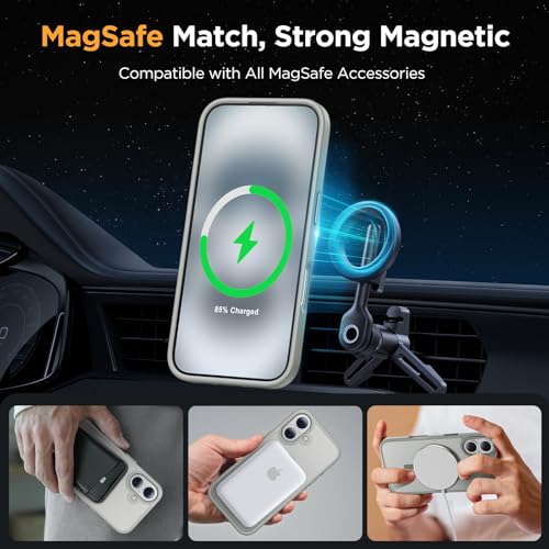 Image of Miracase Magnetic for iPhone 17 Case (Compatible with MagSafe) with Screen Protector Military-Grade Protection, Anti-Fingerprint Translucent Matte Phone Cover for iPhone 17 6.3 inch, Gray
