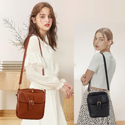 Image of Leather Crossbody Bag for Women,Anti-Theft Messenger Bag with Large Capacity,Built-in Purse Card Slots Shoulder Sling Bag