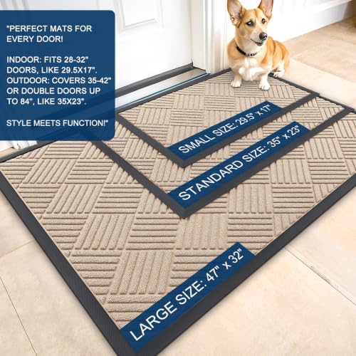 Image of OLANLY Front Door Mat Outside Entrance 33x21, Waterproof Heavy-Duty Doormat