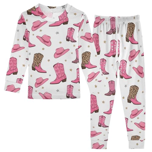 Pajama Sets Long Sleeve Cowboy Boots Stars Hats Soft Comfy Sleepwear 2 Piece PJS 3-8T