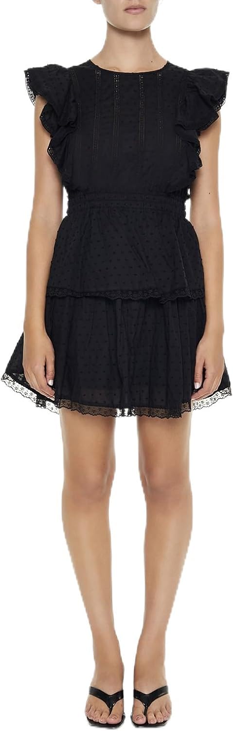 Forever 21 Womens Clip Dot Lace Ruffled Mini Dress