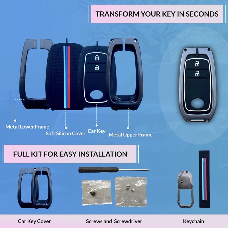 Image of NEODRIFT 'KeyShield' Car Key Cover for Toyota Fortuner (Shape 1, 02 Buttons) (Durable, Stylish, and 360 Protection)