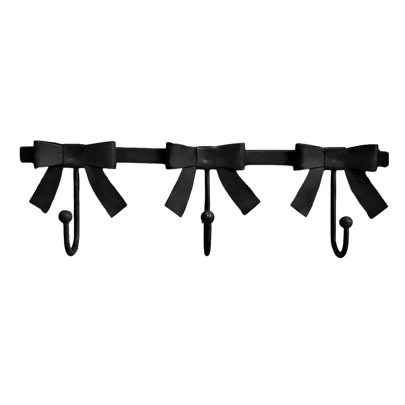 Zbiianxer Black Decorative Bowknot Wall Hook Craft Of Sturdy Iron Ideal For Entryway Bathroom Or Bedroom Organization Permanent Iron Hook
