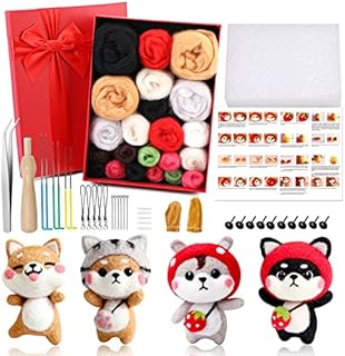 luokefe Needle Felting Kit for Beginners, Felting Starter Kit with 6 Pcs Colorful Felting Needles and Instructions, Wool Painting Kit, Wool Felting Doll Making Supplies for Christmas, Other Festival