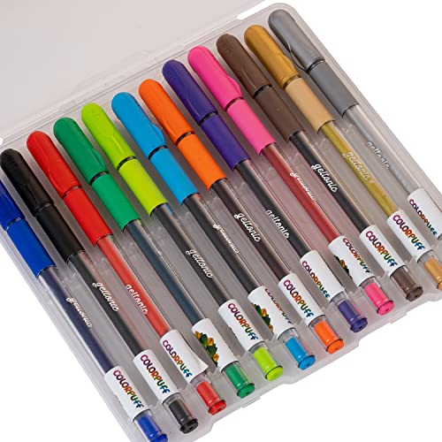 Set de 12 bolígrafos gel multicolor con estuche rígido miniatura 4