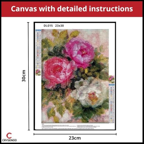 Image of CRYSENDO DIY Diamond Crystal Painting Kit | Embroidery 5D Rose Diamond Painting | Mosaic Cross Stitch Full Drill Diamond Painting | Ideal for Gifts, Home Wall Decor (23 X 30cm)