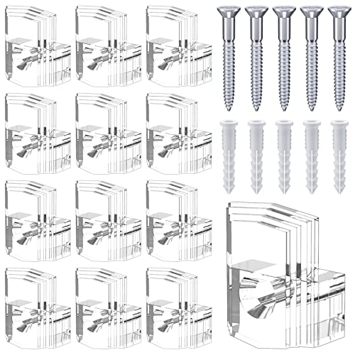 BAGTeck Mirror Holder Kit - 22 Crystal Clear Plastic Clips, Glass Retainer Clips, Hanging Kit with Screws and Fixed Mirror Box Door